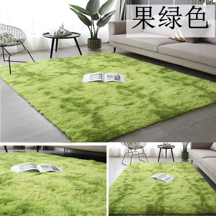 Alfombra teñida de seda de felpa de pelo largo transfronterizo, alfombra de piso, sala de estar, dormitorio, manta de cama resistente a la suciedad y fácil de cuidar