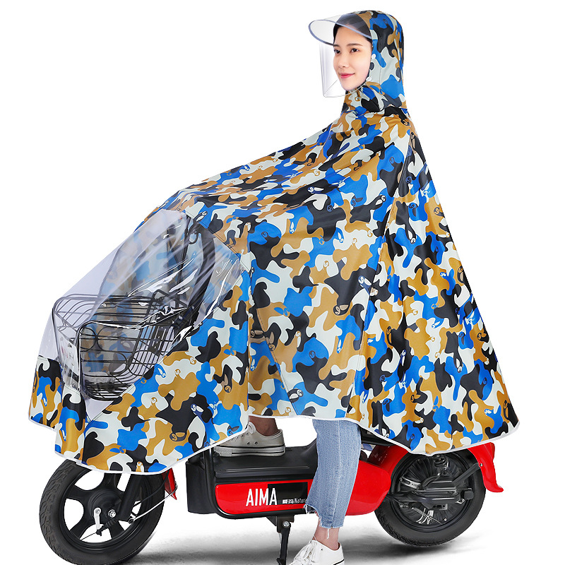 Batería eléctrica coche impermeable camuflaje cuerpo completo extra-grande engrosada hombres y mujeres de la motocicleta ciclismo solo poncho de verano a prueba de lluvia
