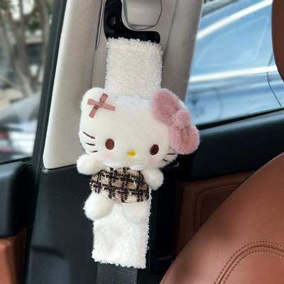 Protection for the Shoulders and Neck, Seat belt shoulder pad - plush-shoulder-pads-plaid-skirt-kitty