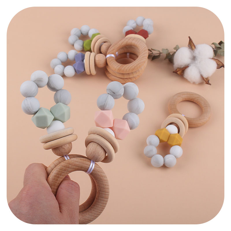 Nuevo bebé suministros DIY creativo Beech anillo mordedura pegamento bebé calmante silicona juguete teether