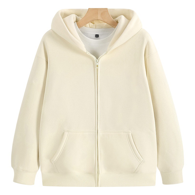 Chaqueta de uniforme de clase de institución de entrenamiento de manga larga con capucha y cremallera gruesa, ropa de trabajo con forro polar, sudadera personalizada con impresión de logotipo