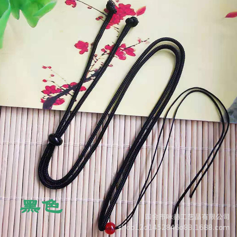 黑色素绳红珠子项链绳
