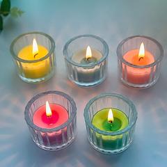 Mini Glass Scented Candle Cup, Household Vertical Striped Candle Holder Jar, Gift Romantic Aroma Candle, Empty Bottle