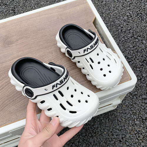 BoBo Holes Children's EVA Slipper Thick Sole Anti-Slip Wear-Resistant Summer Dual Color Cap Toe Sandals for Boys and Girls