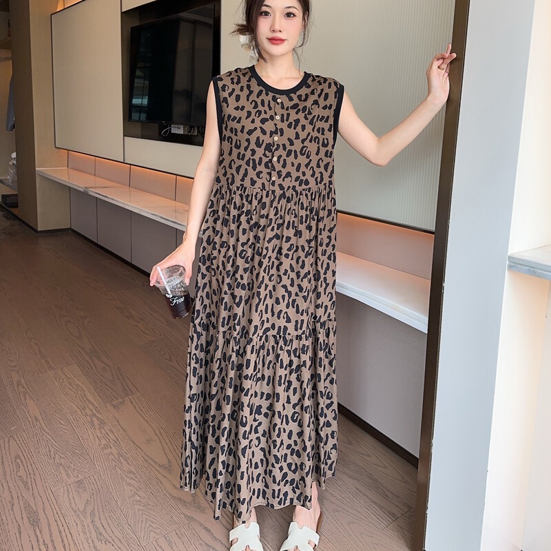 夏季新款绵绸背心蛋糕连衣裙女时尚设计款外穿大码纽扣无袖背心裙|undefined