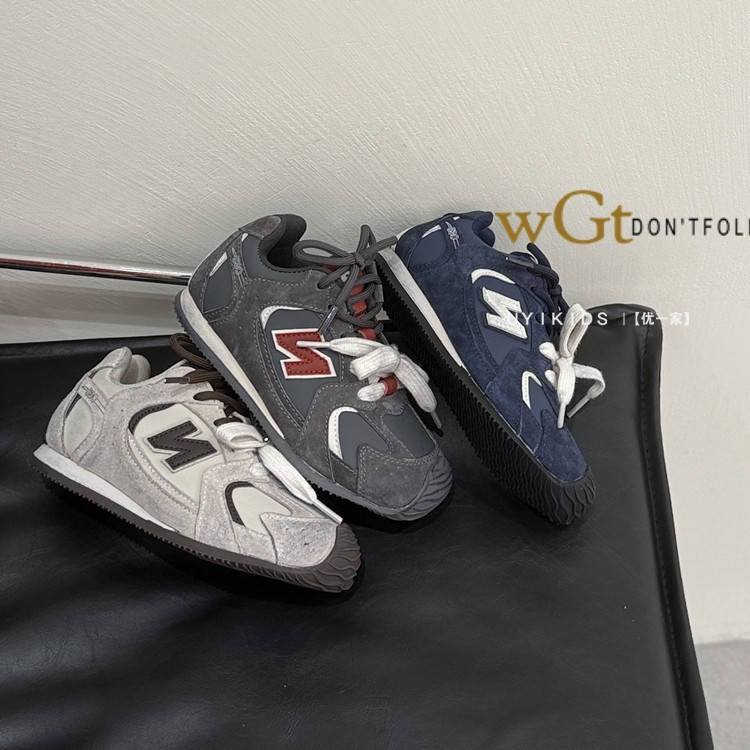 Conti Cat Trendy New Kidsren's Retro Letter Forrest Gump Shoes for Male and Female Students Outdoor Velvet Sports Training Shoes