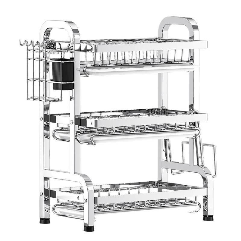 Acero inoxidable multifuncional drenaje rack de platos cocina con gancho rack de platos rack palillos barril rack tabla de corte rack