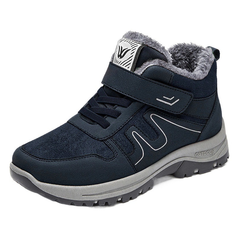 Zapatos de algodón para hombres 2024 zapatos de invierno para hombres más botas de nieve para parejas cálidas de terciopelo, convenientes botas de algodón con velcro, zapatos al por mayor