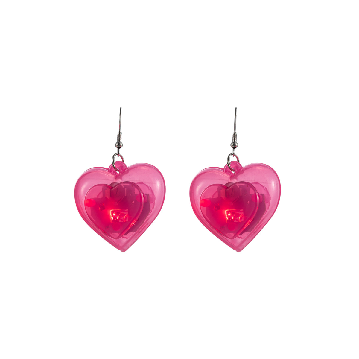 Coolette melocotón corazón pendientes transfronterizos Venta caliente europea y americana Día de San Valentín serie LED luz amor pendientes luminosos