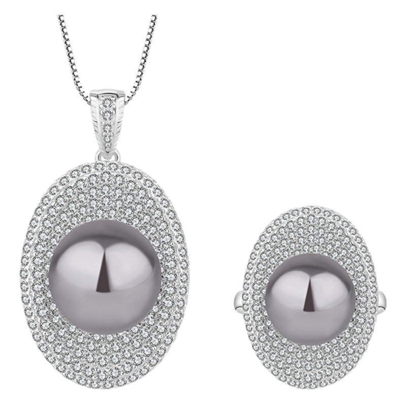 Zhuang Sheng joyería S925 plata incrustaciones aobei madre perla vintage europeo y americano gris perlas joyería traje 14 mm12mm