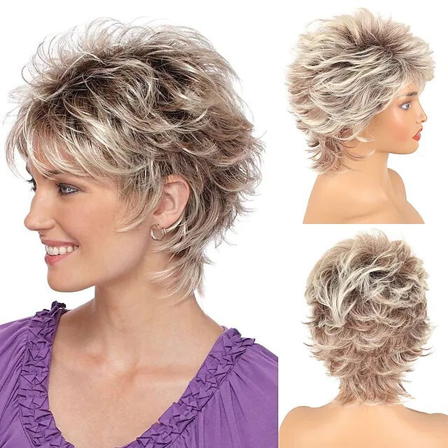 European and American Foreign Trade Old People's Wig Gradient Grey White Wig Headgear Women's Short Roll European and American Foreign Trade Old People's Wig Gradient Grey White Wig Headgear Women's Short Roll