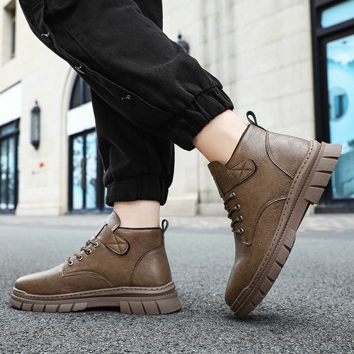 Martin boots men high-top British style boots outdoor trendy shoes mid-sole men leather boots height thick soled motorbike boots men