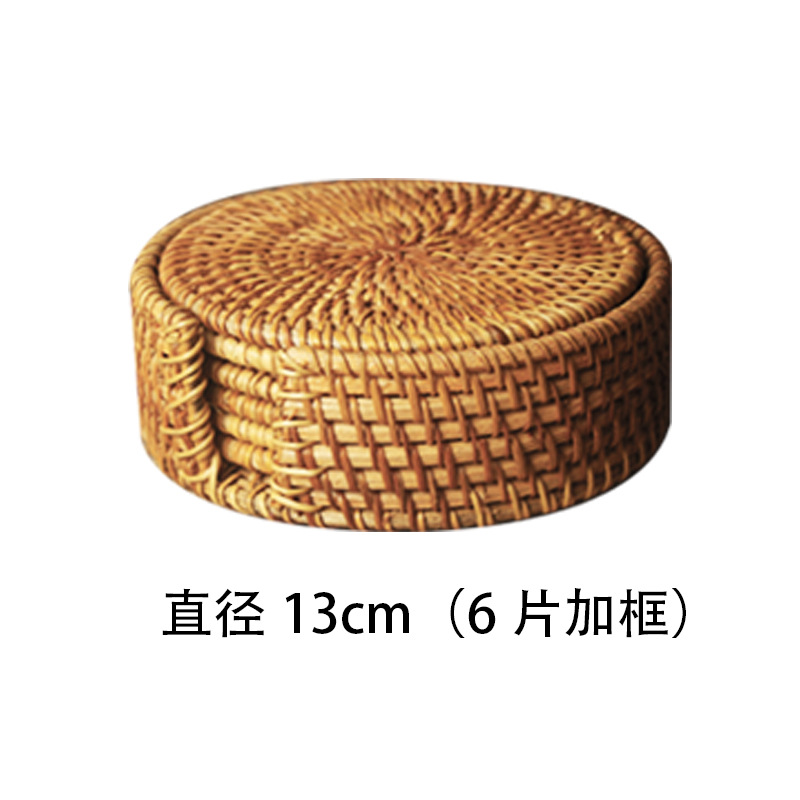 Tejido de caña artesanal almohadilla de taza de té tejido almohadilla de comedor creativa almohadilla de mesa almohadilla de platos almohadilla de aislamiento de calor