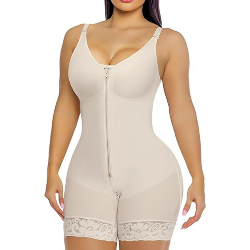 European and American Popular Shapewear, Chest-Covering One-Piece Zipper Bottom Crotch Tight-Fitting Tummy Control Butt-Lifting Body Shaping Enhanced Slimming Corset