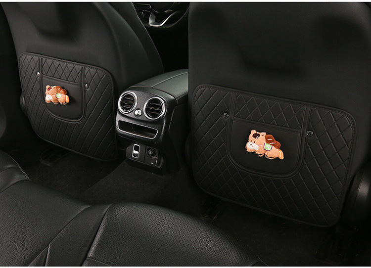 Car Anti-Kick Pad, Children's Seat Back Anti-Kick Pad, New Year of the Horse Quilted Embroidered Leather Anti-Kick Pad, Rear Seat Back Protection Pad