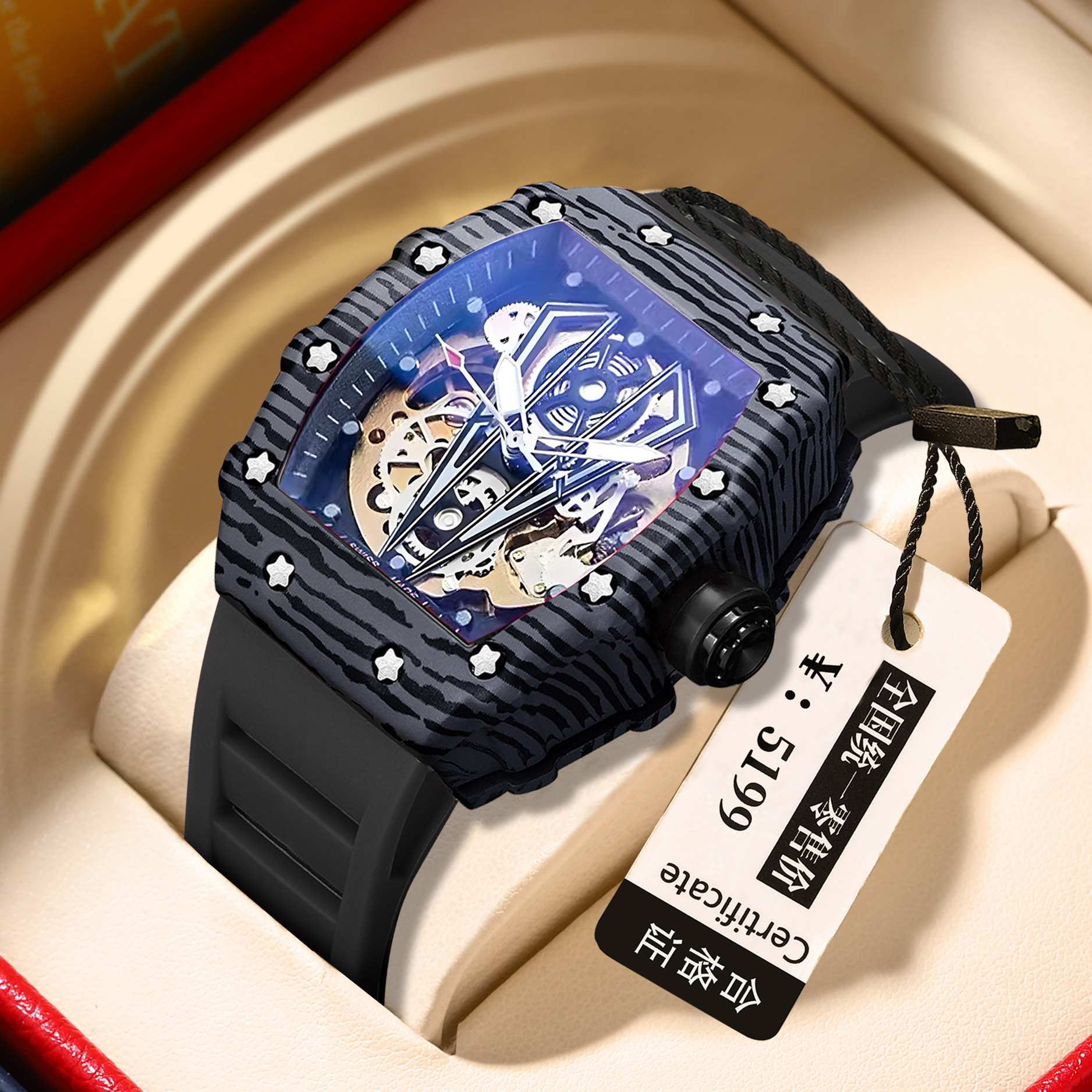 Binbang Watch Cross-Border Popular Fully Automatic Hollow Mechanical Watch Miller Fashion Men's Sports Watch Wholesale