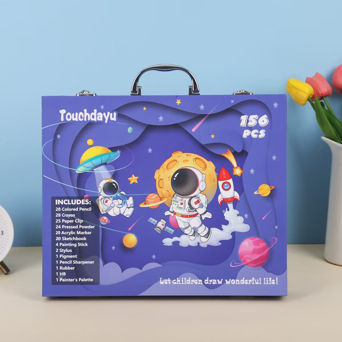 145 caja de aluminio de doble capa, bolígrafo de acuarela, juego para niños, herramienta de dibujo, caja de regalo de pintura, pintura de arte, juego completo de lujo