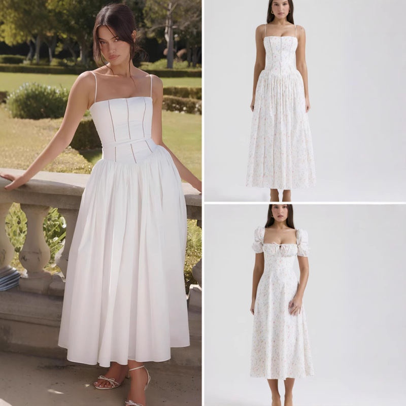 Fairy-Like Elegance, Fashionable and High-End French-Style Spaghetti Strap Dress, Gentle Style, Slimming Floral Spaghetti Strap Dress