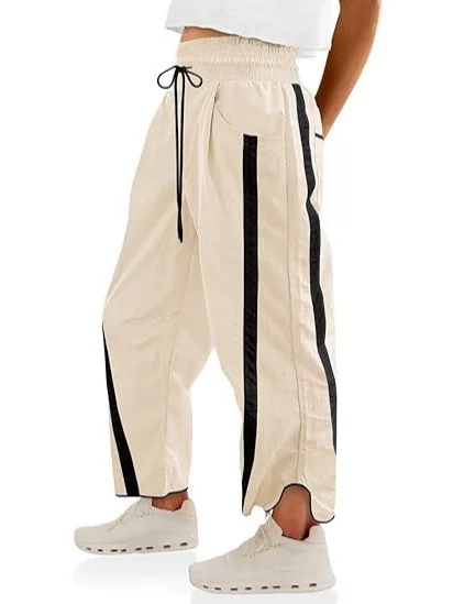 2026 New Amazon Y2K Color-Block Drawstring Bucket Pants for Women, Loose Casual Sports Pants, Cross-Border In-Stock Women's Pants
