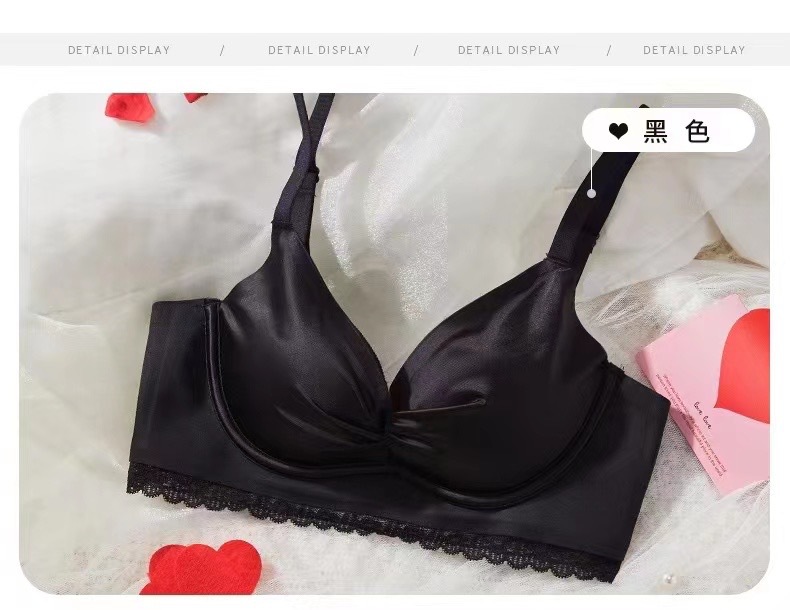 Año de nacimiento de satén de lujo ligero estilo de ropa interior cofre pequeño taza no vacía rojo inalámbrico ropa interior lado sujetador 6618