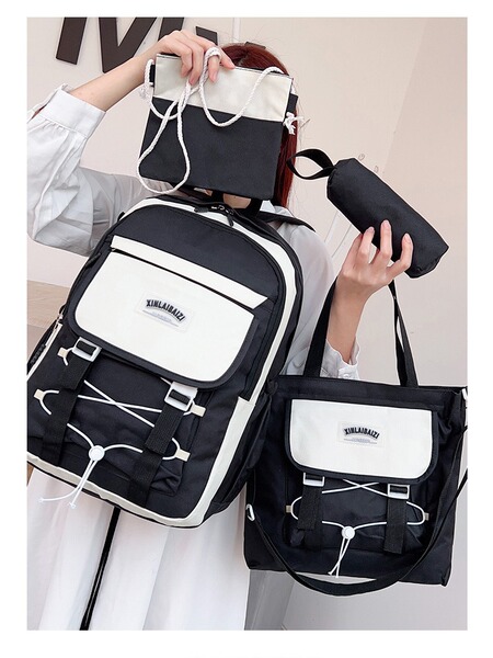 Capacious fashionable set, soft heel, backpack, new collection, for every day, 4 piece set