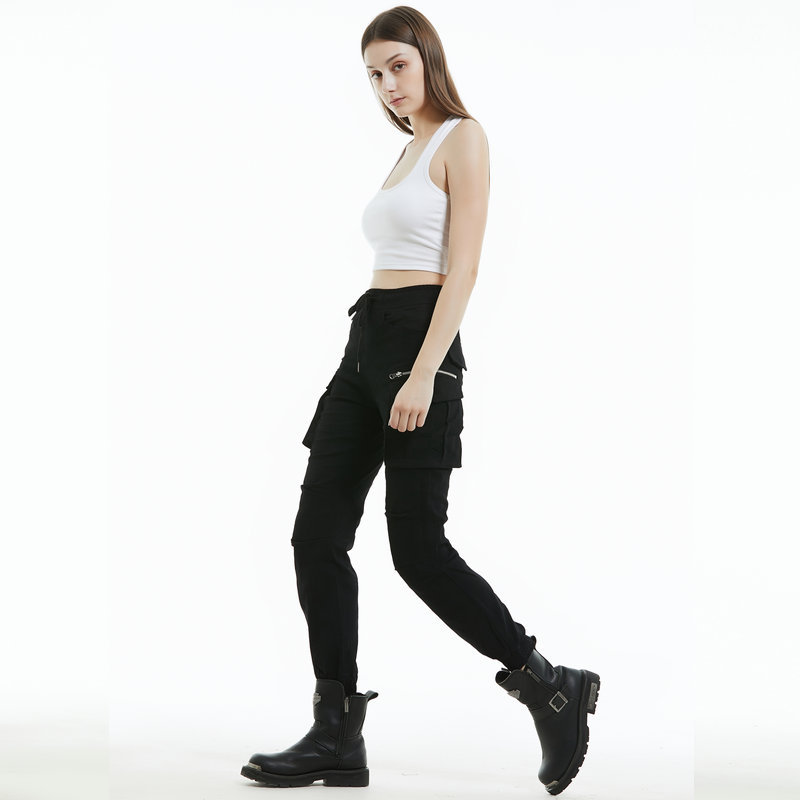 VOLERO pantalones vaqueros de la motocicleta de las mujeres de camuflaje atado al tobillo multi-Bolsa de ropa de trabajo motocicleta montar pantalones anti-caída equipo de protección alargado