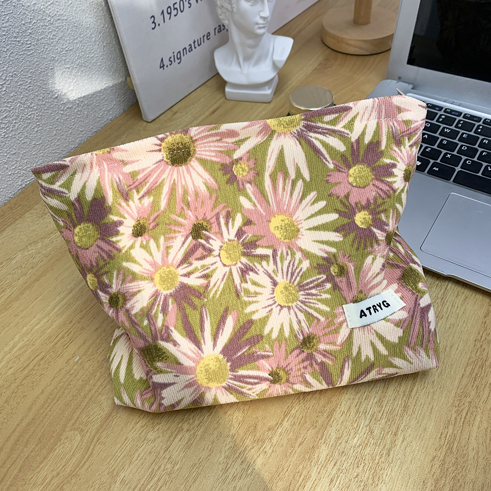 Fresca pequeña bolsa de maquillaje de flores de viaje portátil de gran capacidad bolsa de almacenamiento de lápiz labial de maquillaje bolsa de mano