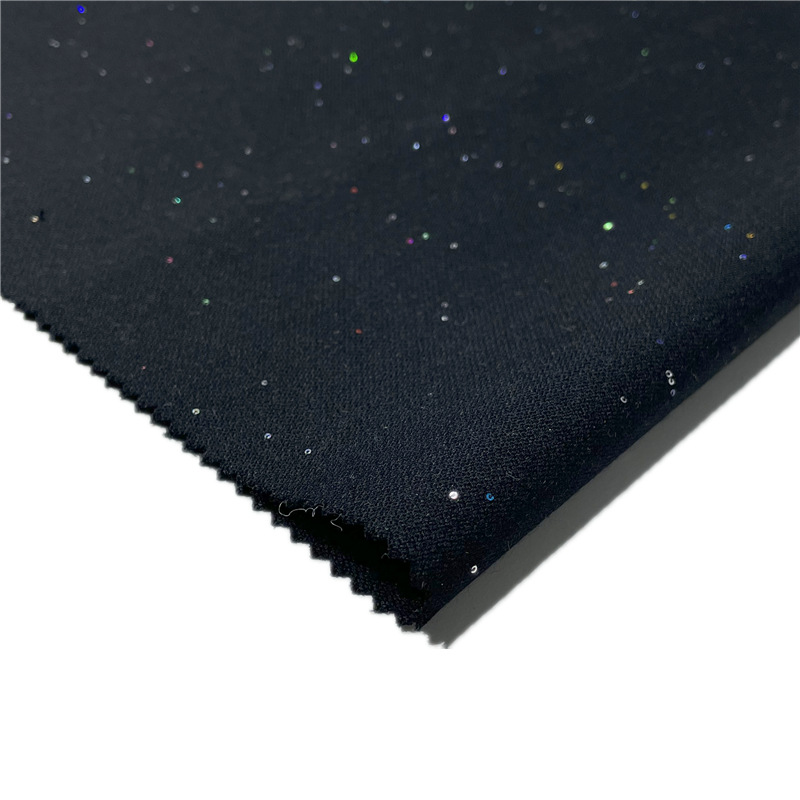 2021 new pattern black Sequins Worsted Wool Plain colour Latest fashion wool Fabric suit Single cloth