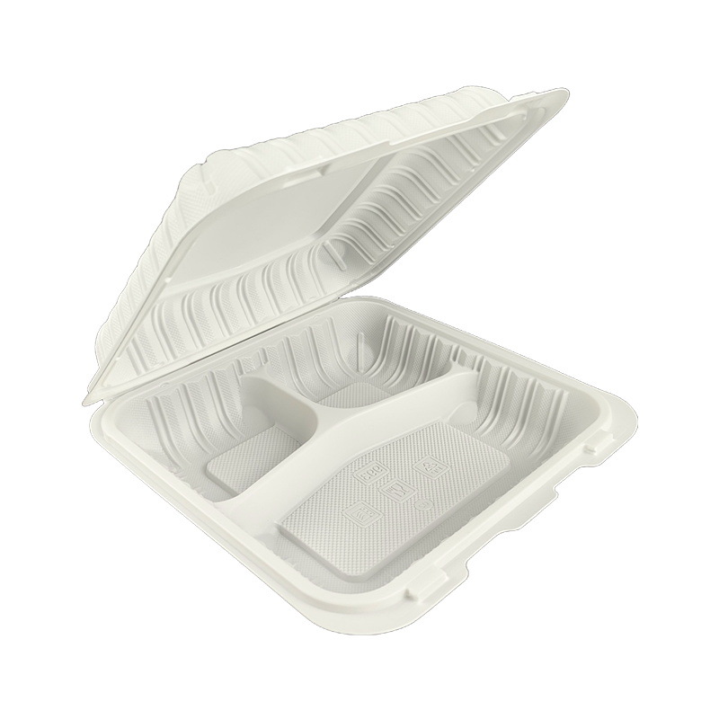 Cajas desechables para llevar comida, de 6, 8 y 9 pulgadas, blancas, de MFPP, para hamburguesas, de calidad de exportación, con carbonato de calcio, para almuerzos.