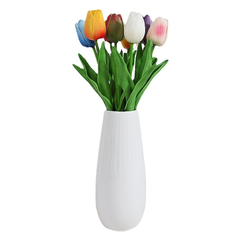 Flores de tulipán artificiales Baishun transfronterizas, accesorios de flores artificiales, material plástico, decoración para bodas, accesorios de ramo para sala de estar, fábrica.