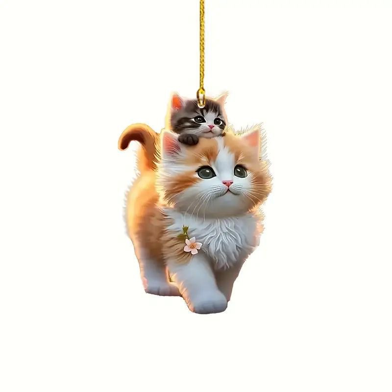 Cross-border nuevo adorable gato creativo acrílico plano decoración colgante espejo retrovisor de automóvil mochila placa de decoración