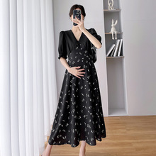 实拍孕妇装2025夏装新款孕妇裙子雪纺连衣裙洋气孕妇裙