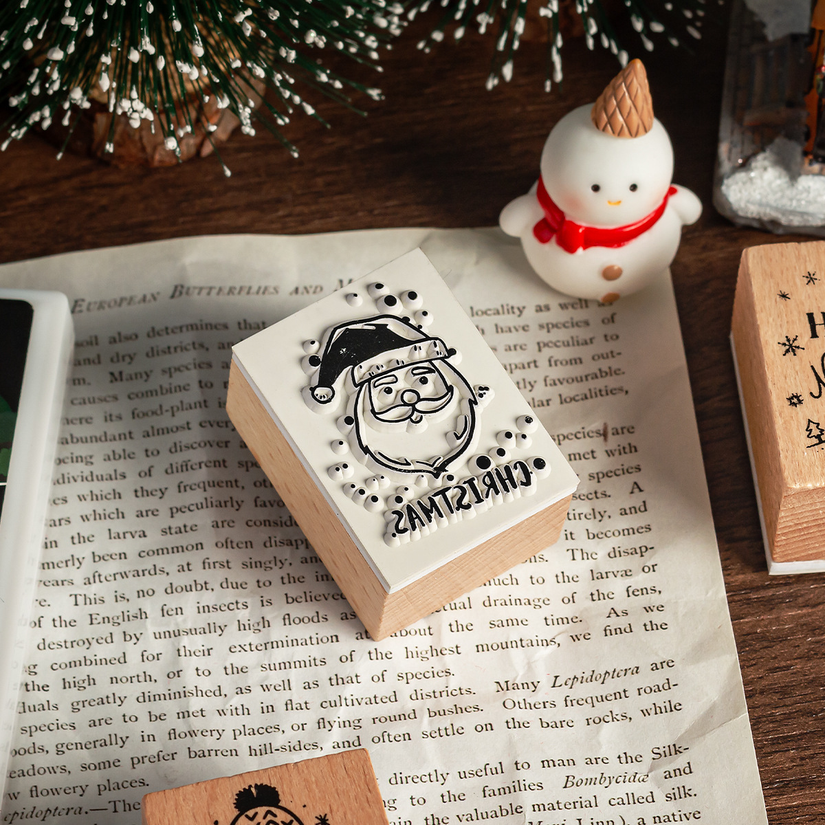 Navidad sello de madera caja diy diario de mano material de decoración sello de madera de Navidad transfronteriza