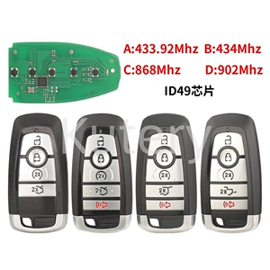 Ford 4/5 düyməli pult açar 433.92/434/868/902 tezlik Id49 çip üçün