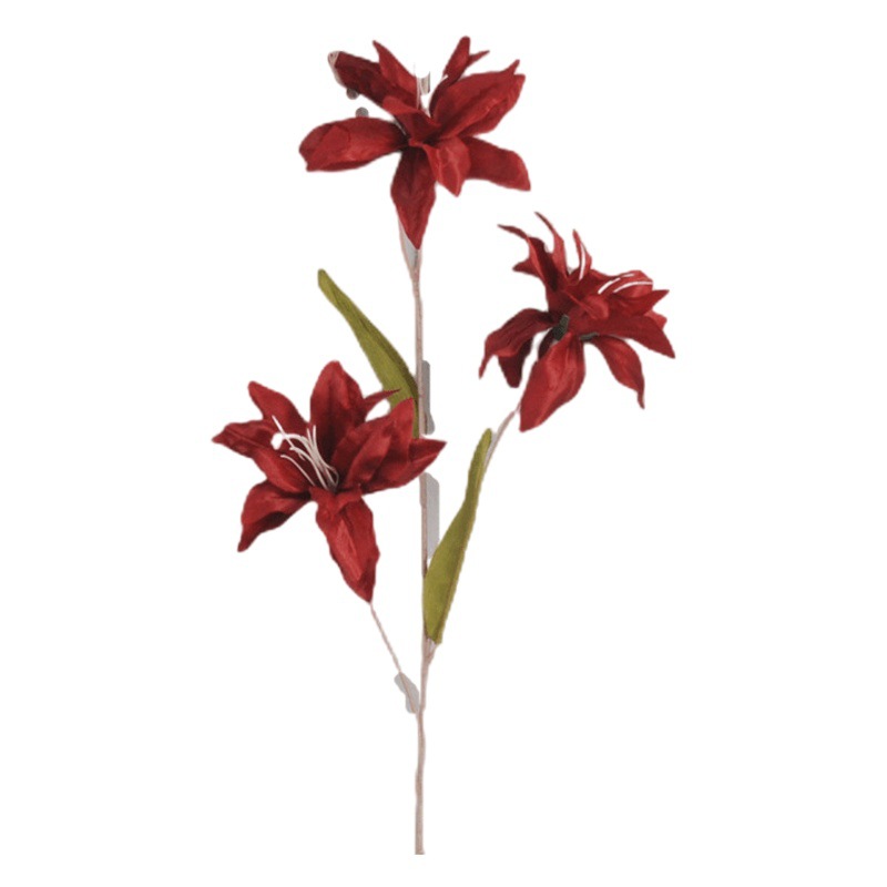 Flor Artificial 3 pequeño Lirio Rosa Lirio Rojo accesorios de la boda decoración al aire libre Flor de seda flor falsa al por mayor