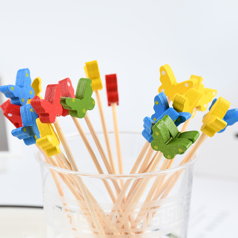 Botones de mariposa hechas a mano pura botones de frutas de cóctel de botones de bambú de bar de restaurantes de hoteles botones de bambú de mariposa al por mayor botones de bambú