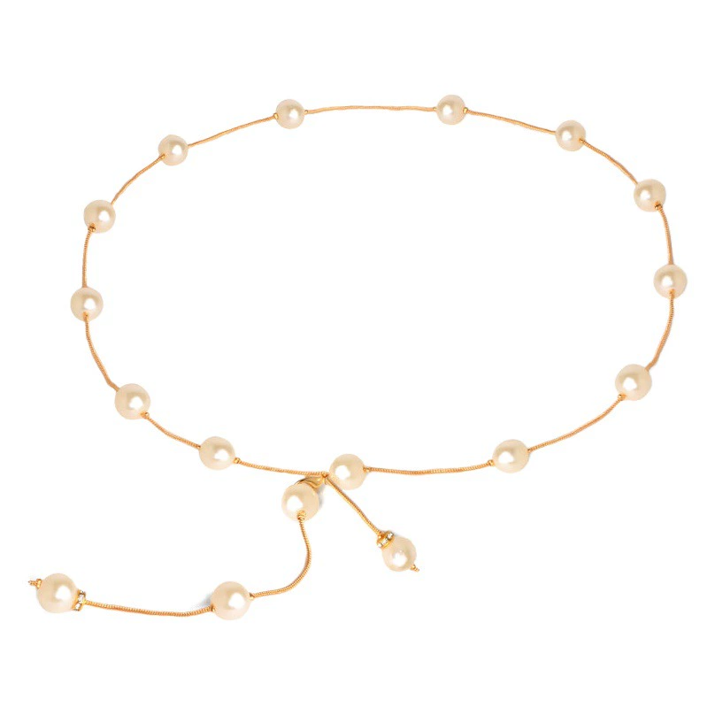 Новая женская цепочка на талию с жемчугом, высококачественная металлическая цепочка, утягивающая талию под юбки, универсальный модный аксессуар для свитеров