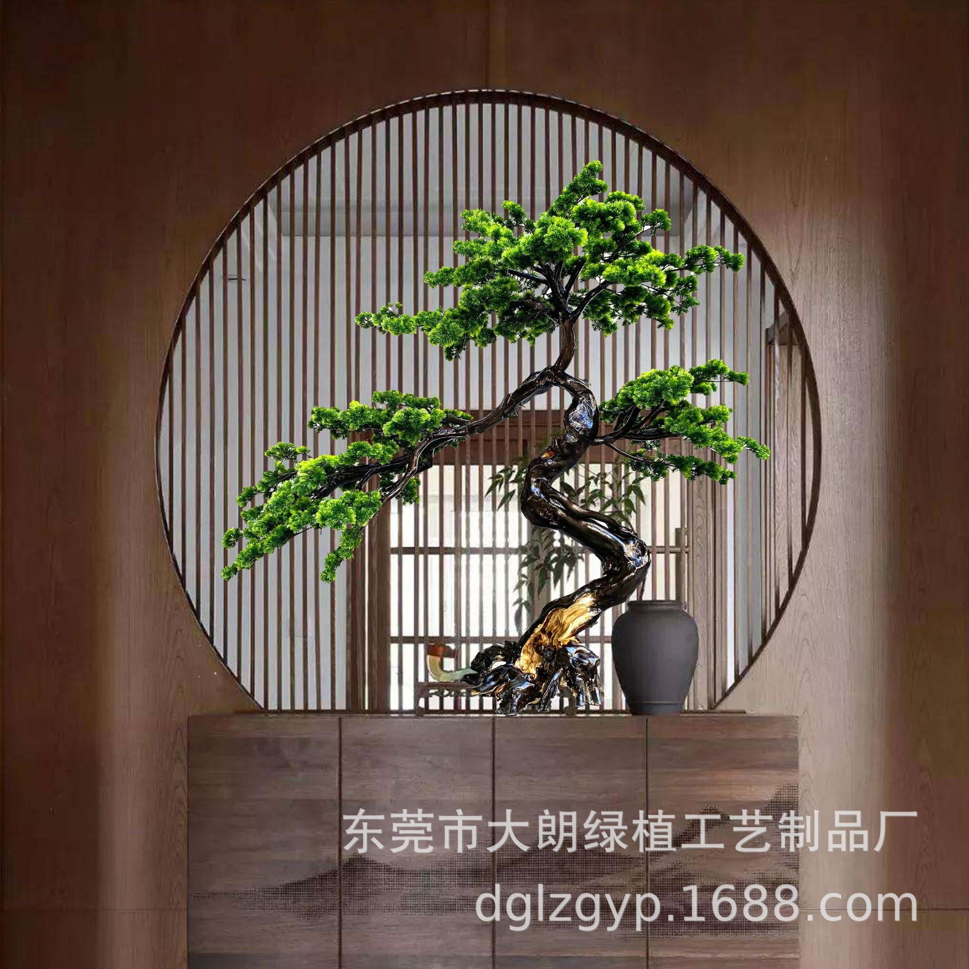 迎客松假树仿真松树美人松盆景罗汉松景观摆件新中式玄关造景假树