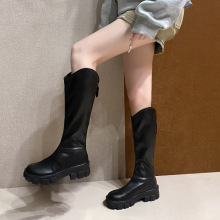 大码厚底不过膝骑士靴女2025秋冬圆头V口增高防滑显瘦长筒靴批发