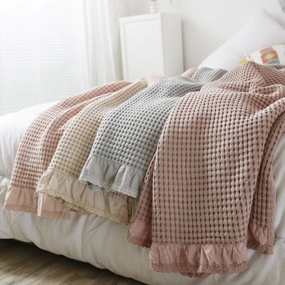 Korean Edition Cotton Waffle Towel pure cotton Double Single Siesta Gauze quilt sofa air conditioner Blanket