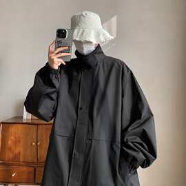 2025春秋季翻领山系夹克冲锋衣男青少年潮牌纯色公版外套帅气户外