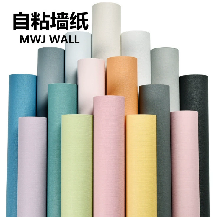 Самоклеящиеся обои из ПВХ, наклейки на стену, красочные однотонные однотонные обои с текстурой льна макарон, обои для гостиной, спальни, фоновые обои