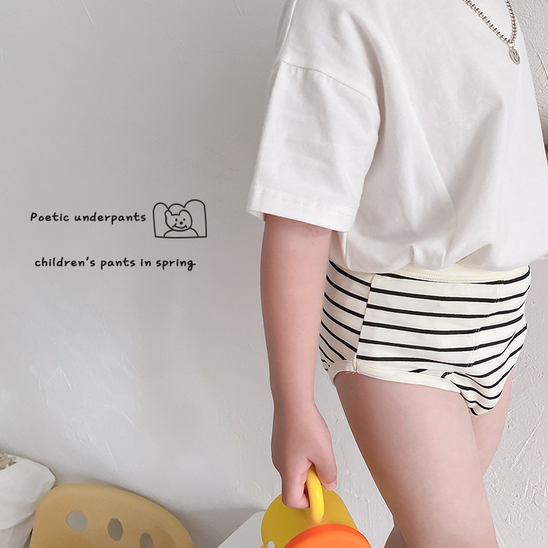 N102 Children's Underwear Wholesale 2023 Spring and Summer Cartoon Simple and Minimalist Letter Bear Cotton Boys and Babies Underwear