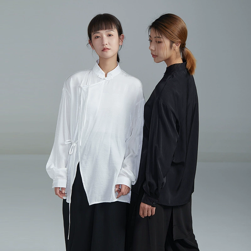 舞蹈上衣新款现代舞衬衫宽松绑带练功服中国古典舞形体服