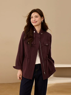 Jacket, fitted cotton autumn brace, plus size