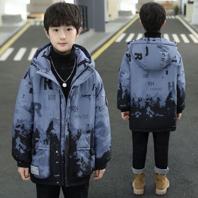 Boy coat winter Cotton Down 2022 new pattern Autumn and winter Large children Western style boy thickening cotton-padded clothes