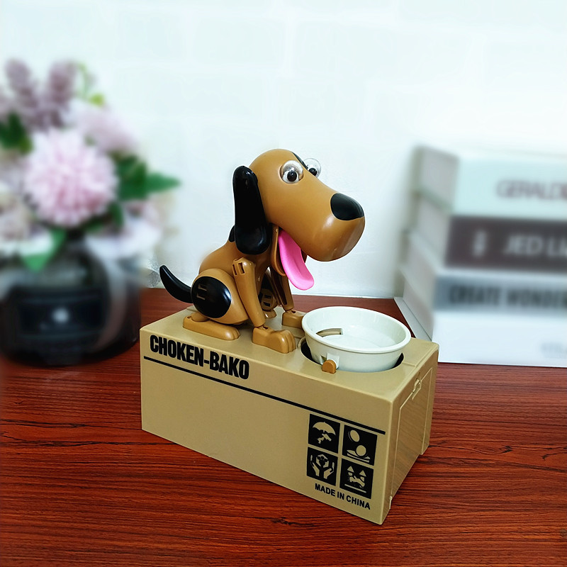Creative Electric Cartoon Doggy Piggy Bank That Steals Money, Money-Eating Dog, Treasure-Mad Puppy, Money-Thirsty Puppy Figurine, Wealth Dog Box, Savings Bank
