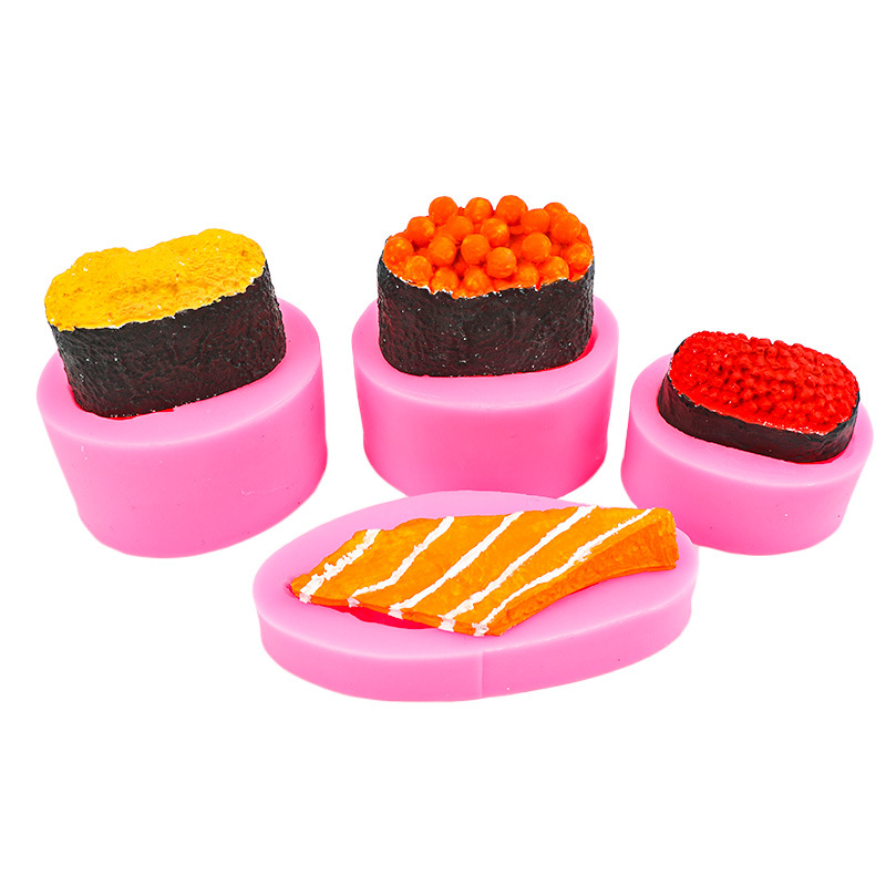 Sushi de huevas de pescado Simulación de bola de arroz de salmón Molde de silicona Diy Molde de vela de chocolate de sushi