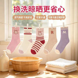 女童纯色儿童袜子儿童秋季袜子糖果宝宝春秋中筒吸汗透气秋冬棉袜