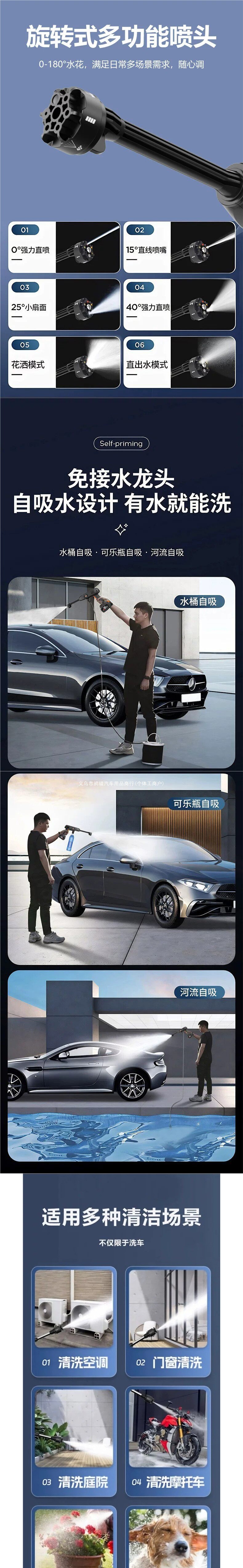 Wireless car washer 2026 new model high-pressure water gun for home car cleaning, high-power rechargeable lithium battery, supercharged Shenman